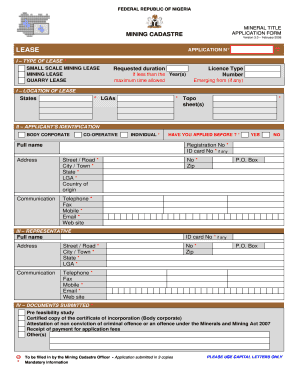 Nigeria Mining Cadastre Form