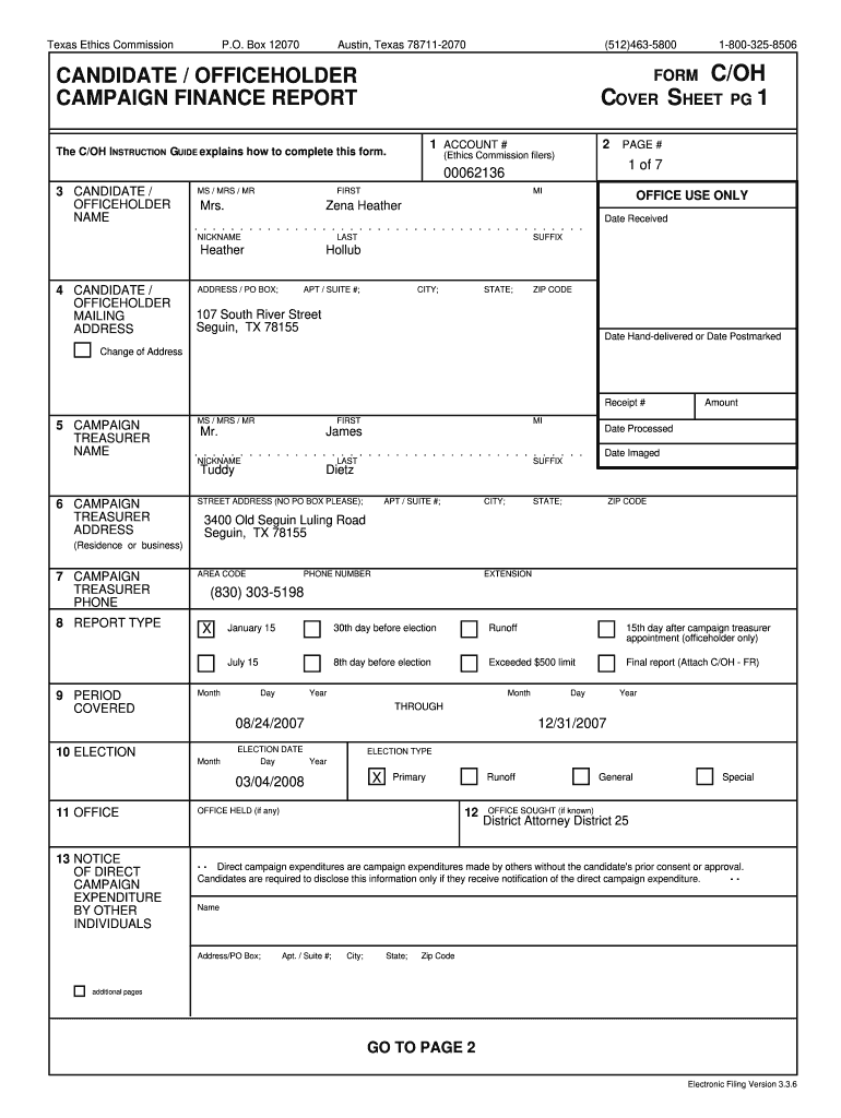  Form Coh Texas 2006