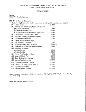 Fee Schedule Template  Form