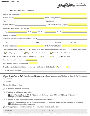 Fillable South Dakota Sales Tax Form