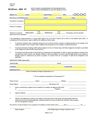 South Dakota Department of Transportation Division of Highways Form