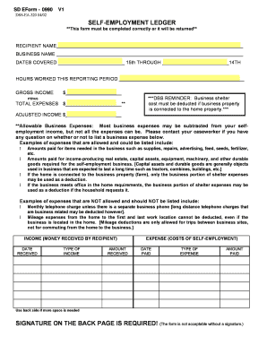 Self Employment Ledger State Sd  Form