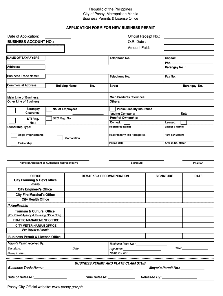  Business Permit Application Form 2007