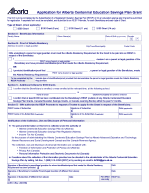 Alberta Centennial Grant Fillable Form