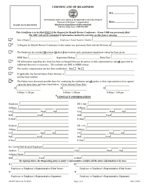  Certificate of Readiness Tennessee Form 2013-2024
