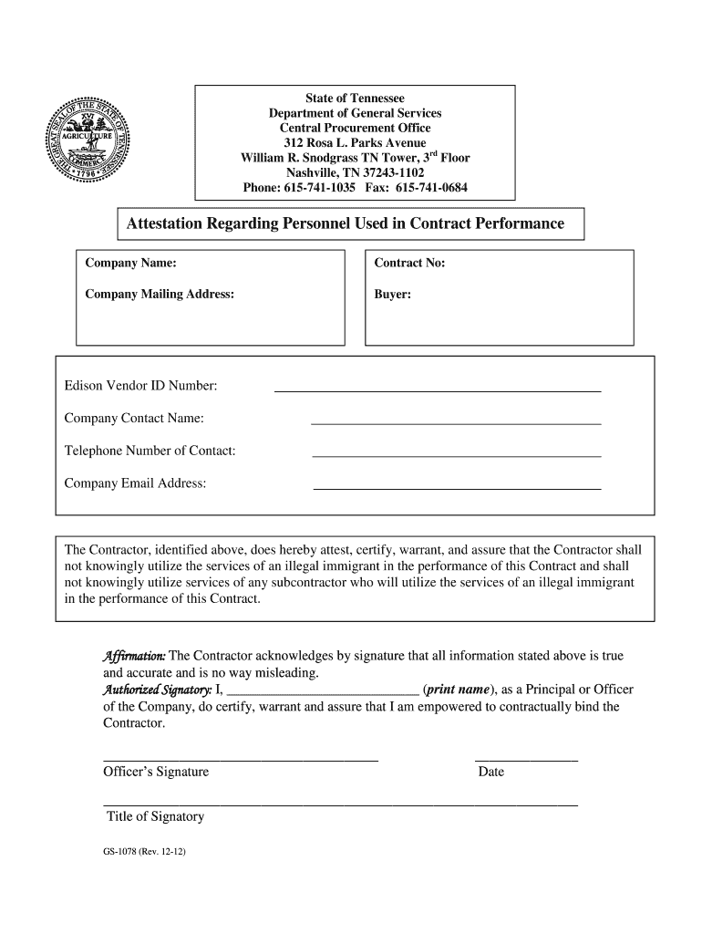  Attestation Re Personnel Used in Contract Performance 2012-2024