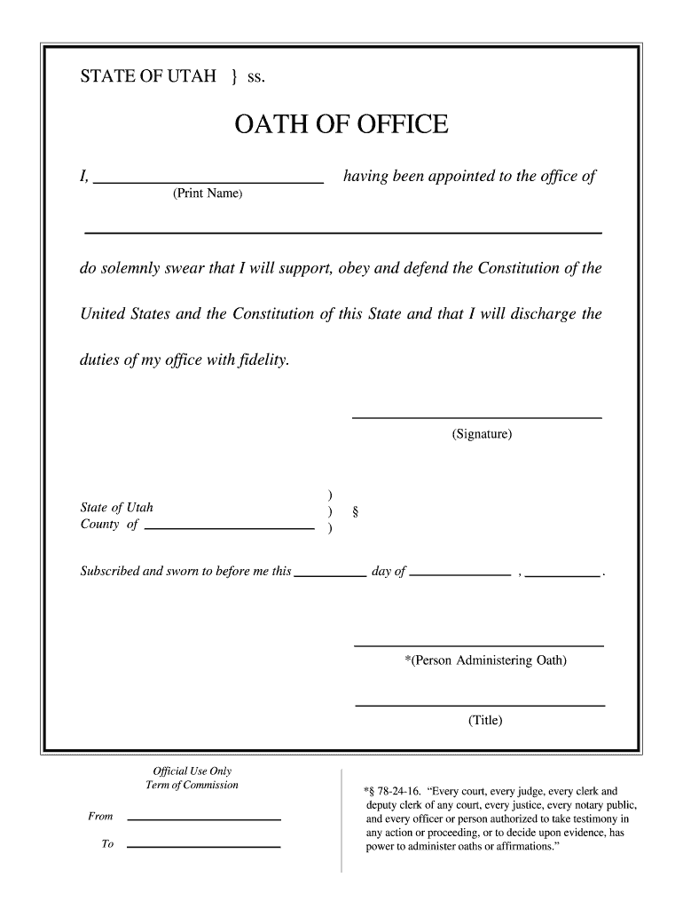 Utah Oath  Form