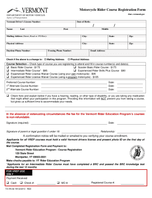 Vermont Motorcycle Registration Online  Form