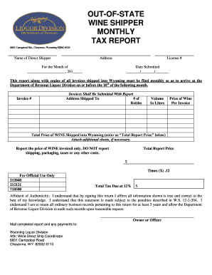 Out of State Wine Shipper Wyoming PDF  Form