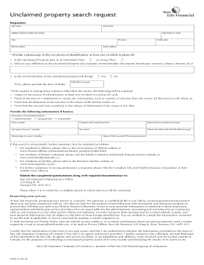  Unclaimed Property Search Request Form Sun Life 2014