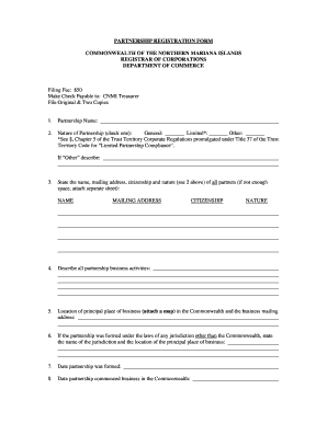 Partnership Registration Form Cnmi