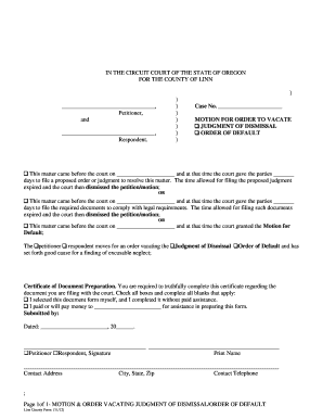  Oregon Motion to Dismiss Form 2012