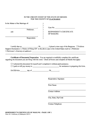 Can I Mail Certificate of Mailing to Court Oregon Form