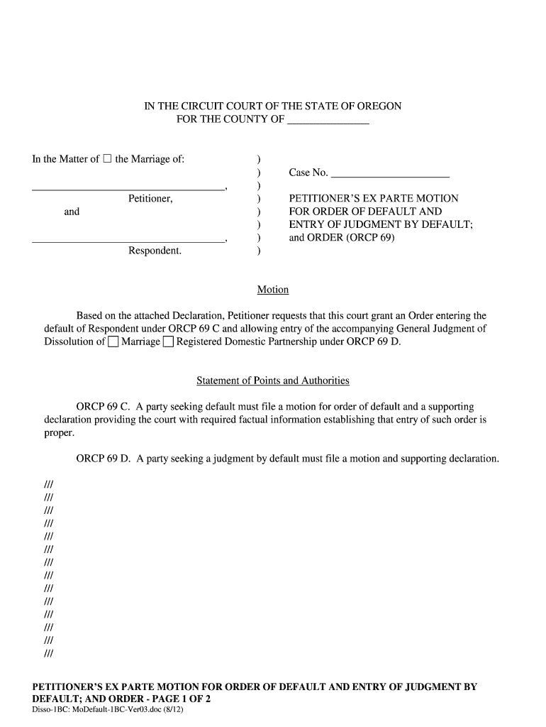 Order of Default  Form