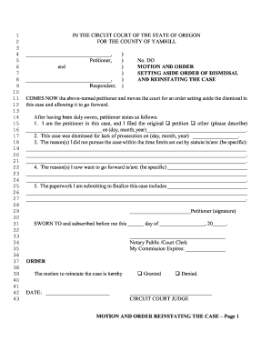 Sample Motion to Reinstate  Form