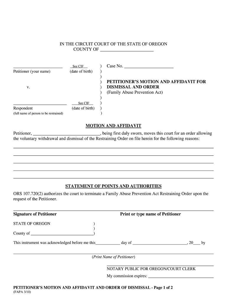 Get and Sign Restraining Order Oregon Washington County  Form