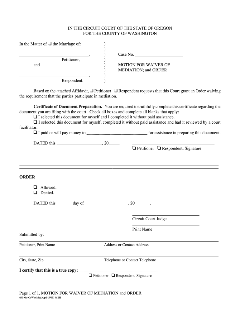 Motion to Waive Mediation Florida  Form