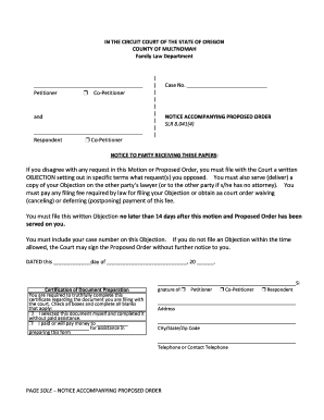 Proposed Order Oregon Form