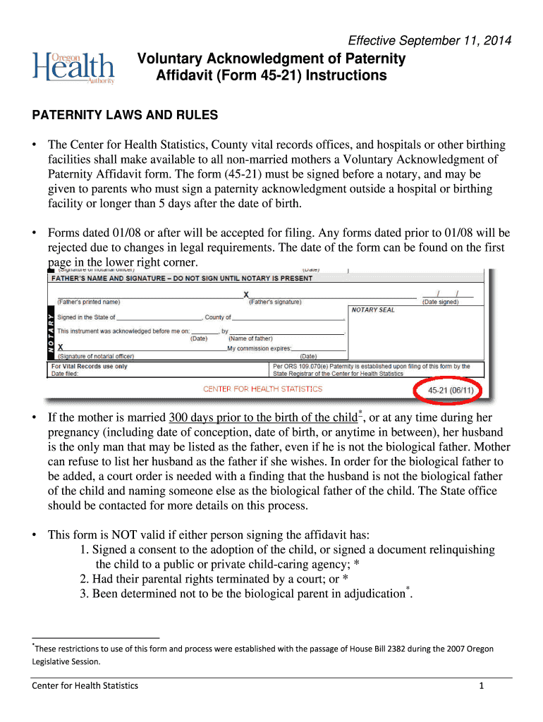 Oregon Form 45 21