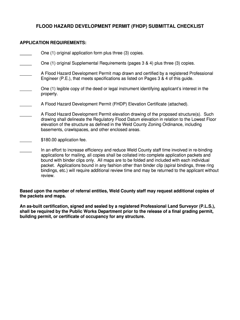  Weld County Flood Hazard Development Permit Form 2008