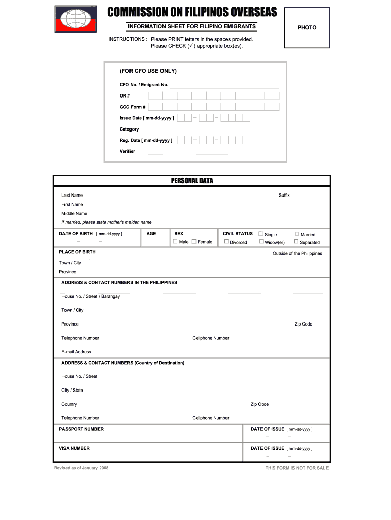  Emigrant Registration Form Cfo 2008-2024