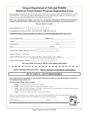 Oregon Mentored Youth Program  Form