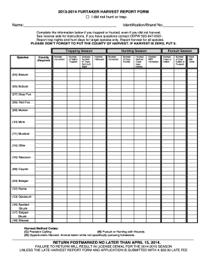 Oregon Bobcat Harvest Report Form