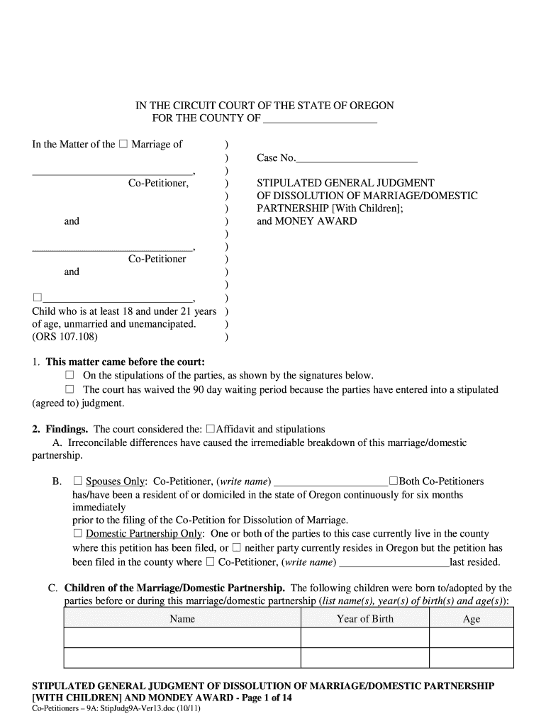 Get and Sign Dissolution of Marriage Oregon  Form