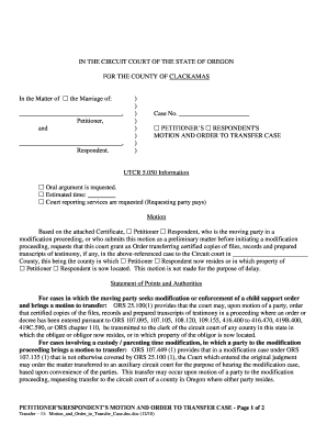 Motion to Transfer Case Form