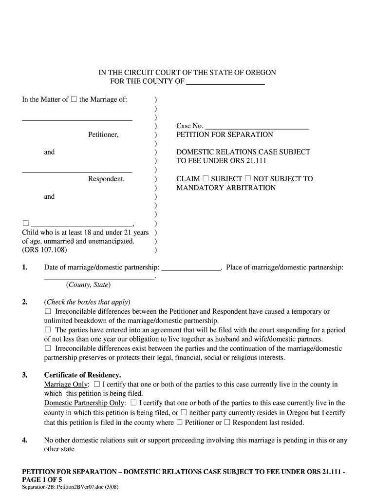  Petition for Separation  Oregon Judicial Department  State of Oregon  Courts Oregon 2008-2024