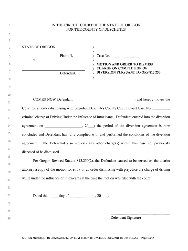 Oregon Civil Prodedure Motion to Dismiss  Form