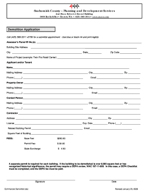 Snohomish County Demolition Permit Form