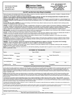 American Fidelity Physician Expense Filed Form