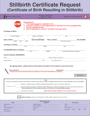Stillbirth Certificate  Form