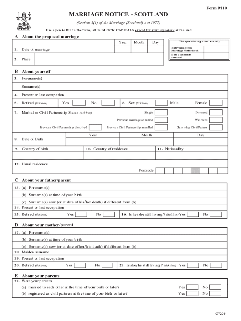  Form M10 2011