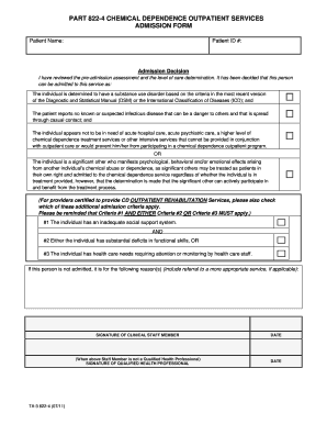 PART 822 4 Admission Form TA 3 822 4 Oasas Oasas Ny