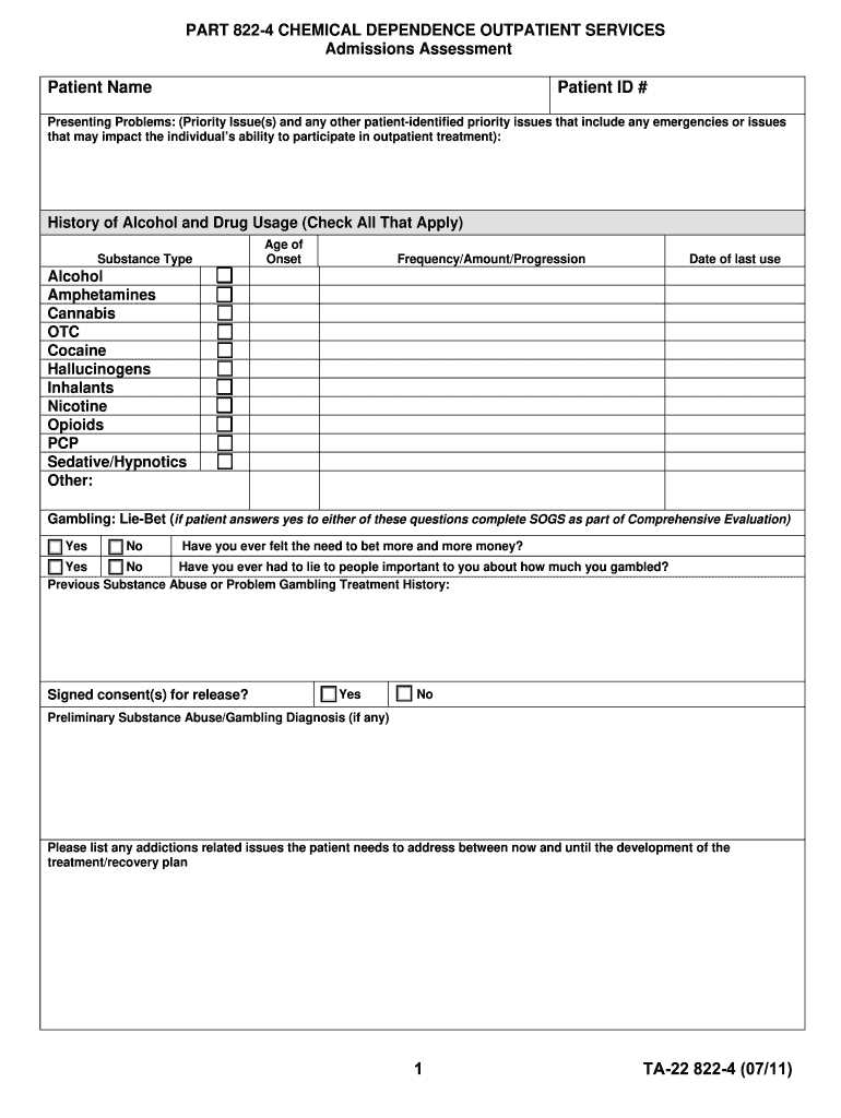 Part 822 Admissions Assessment Re Formatted Oasas Ny