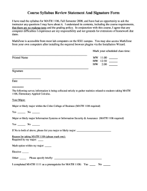 Syllabus Signature Form