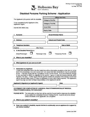 Hobsons Bay Parking Permit  Form