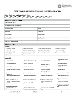 Amerigroup Provider Enrollment  Form