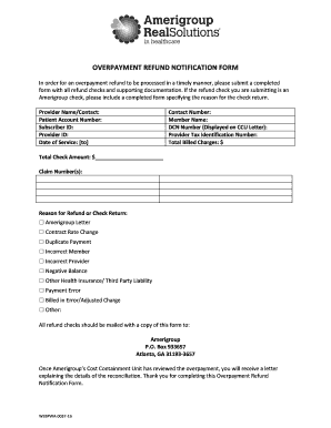 Amerigroup Refund Form