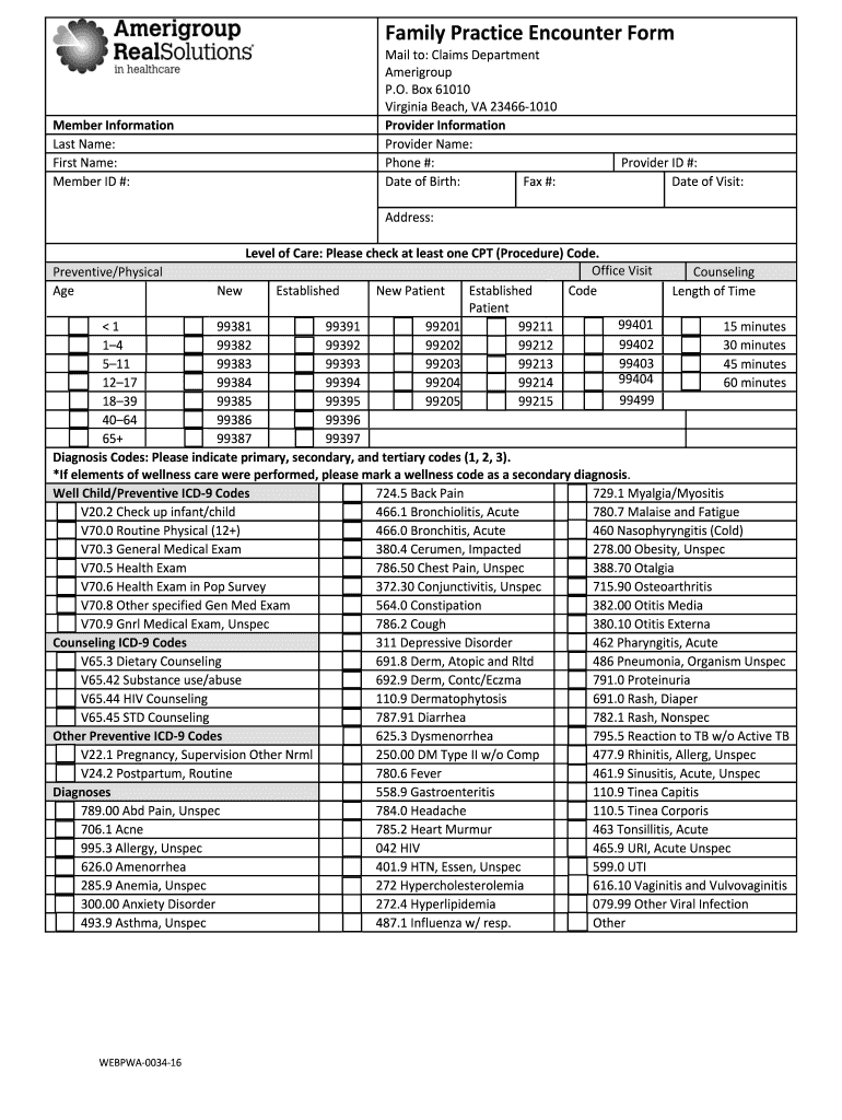 Sample Medical Encounter Form