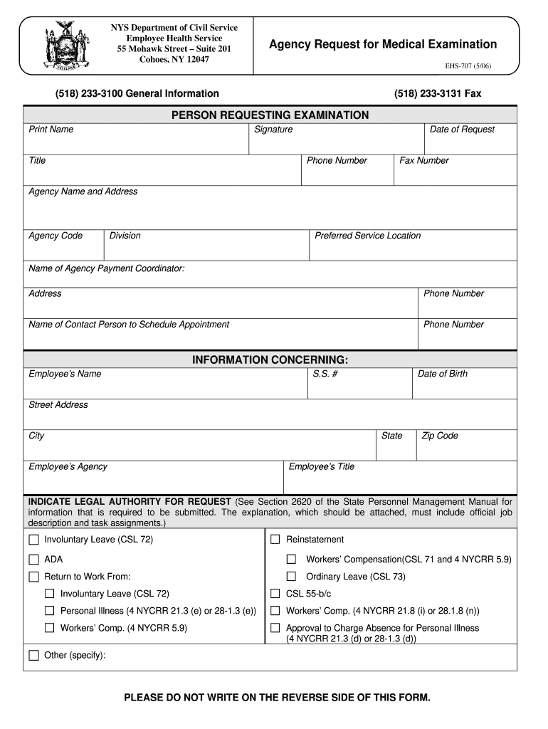  Nys Ehs 707 Form 2006