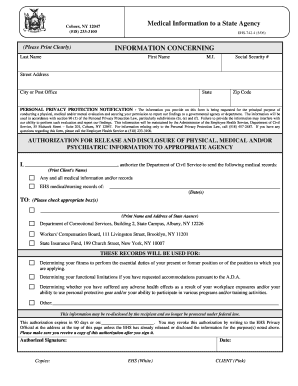 NYS Employee Health Service Authorization Form