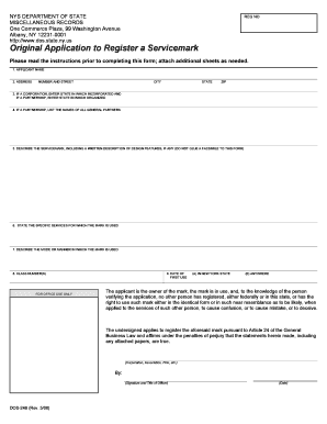 New York State Trademark Application  Form