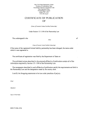 Certificate of Publication Sample  Form