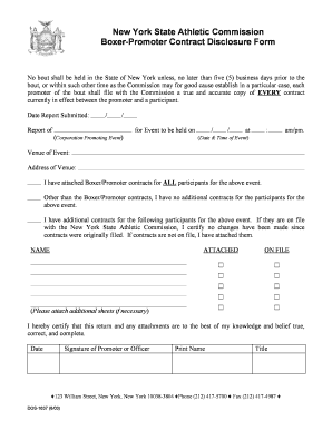 Boxing Contract  Form