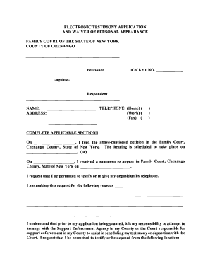 Chenango County Family Court Request Telephonic Form