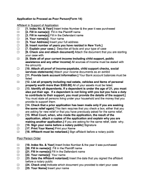 Poor Person Relief Form