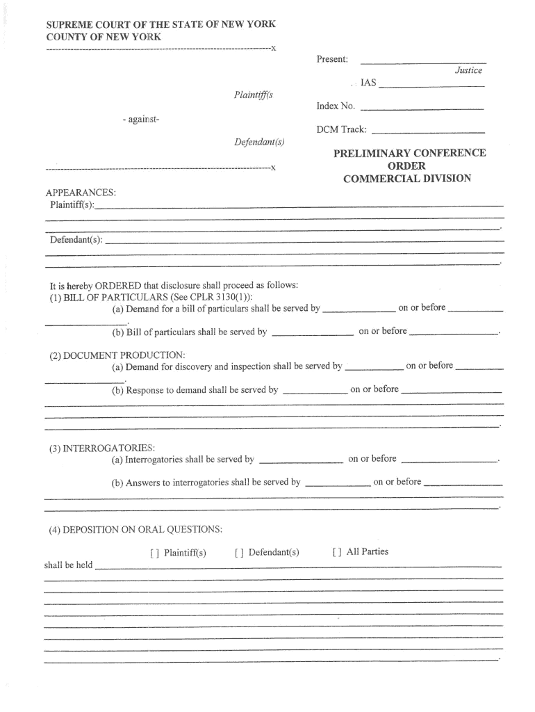 New York Supreme Court Preliminary Conference Form